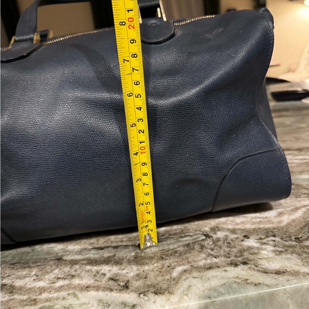 $3190 VALEXTRA blue Milano textured leather top handle satchel handbag authentic